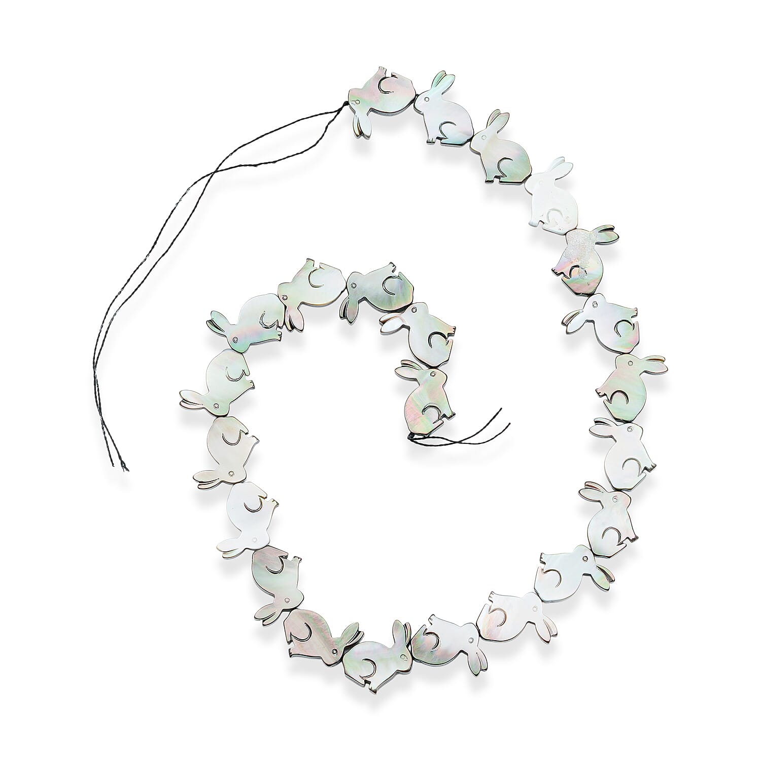 GCS Grey Mother Of Pearl Bunny Shape Beaded Strand (16 Inches)