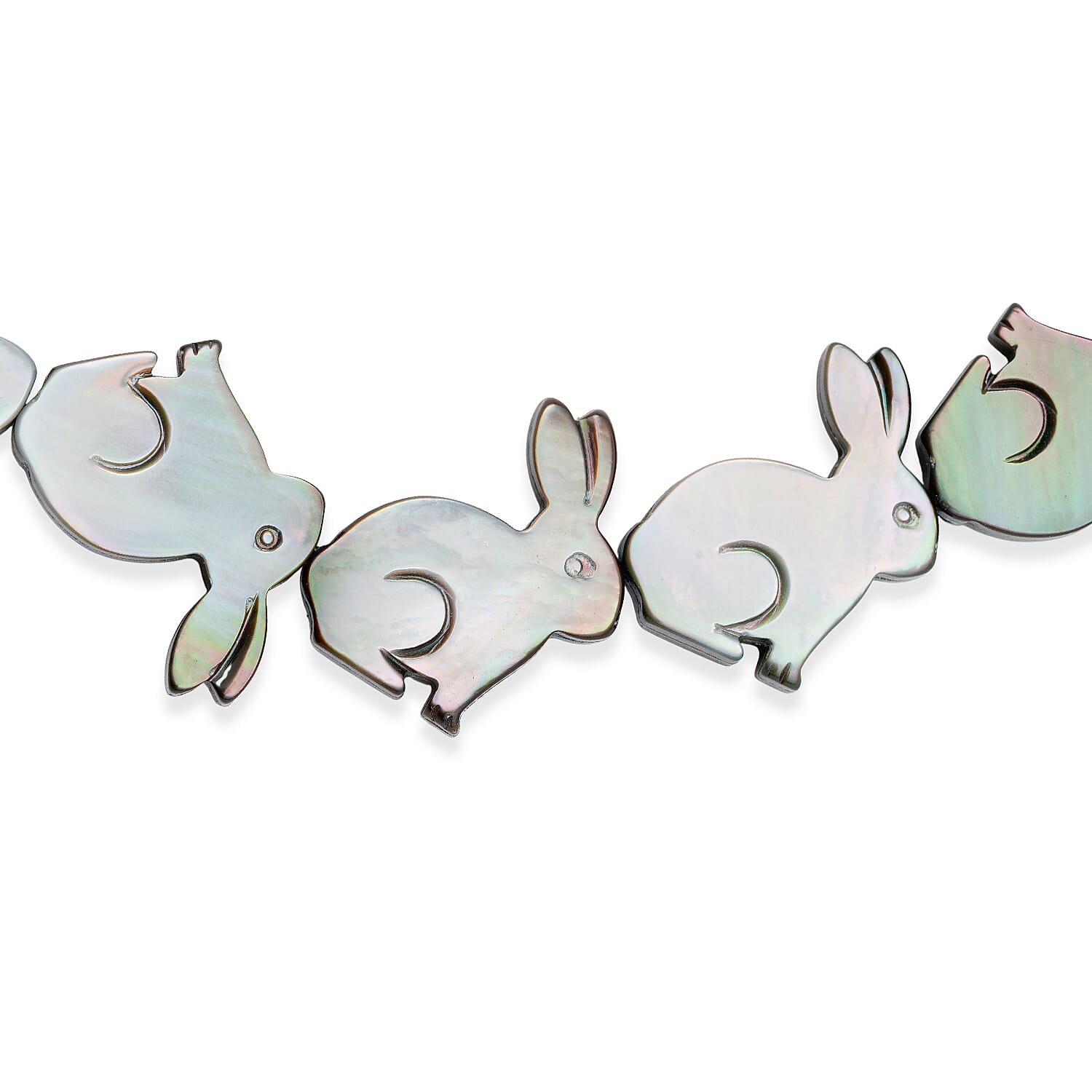 GCS Grey Mother Of Pearl Bunny Shape Beaded Strand (16 Inches)