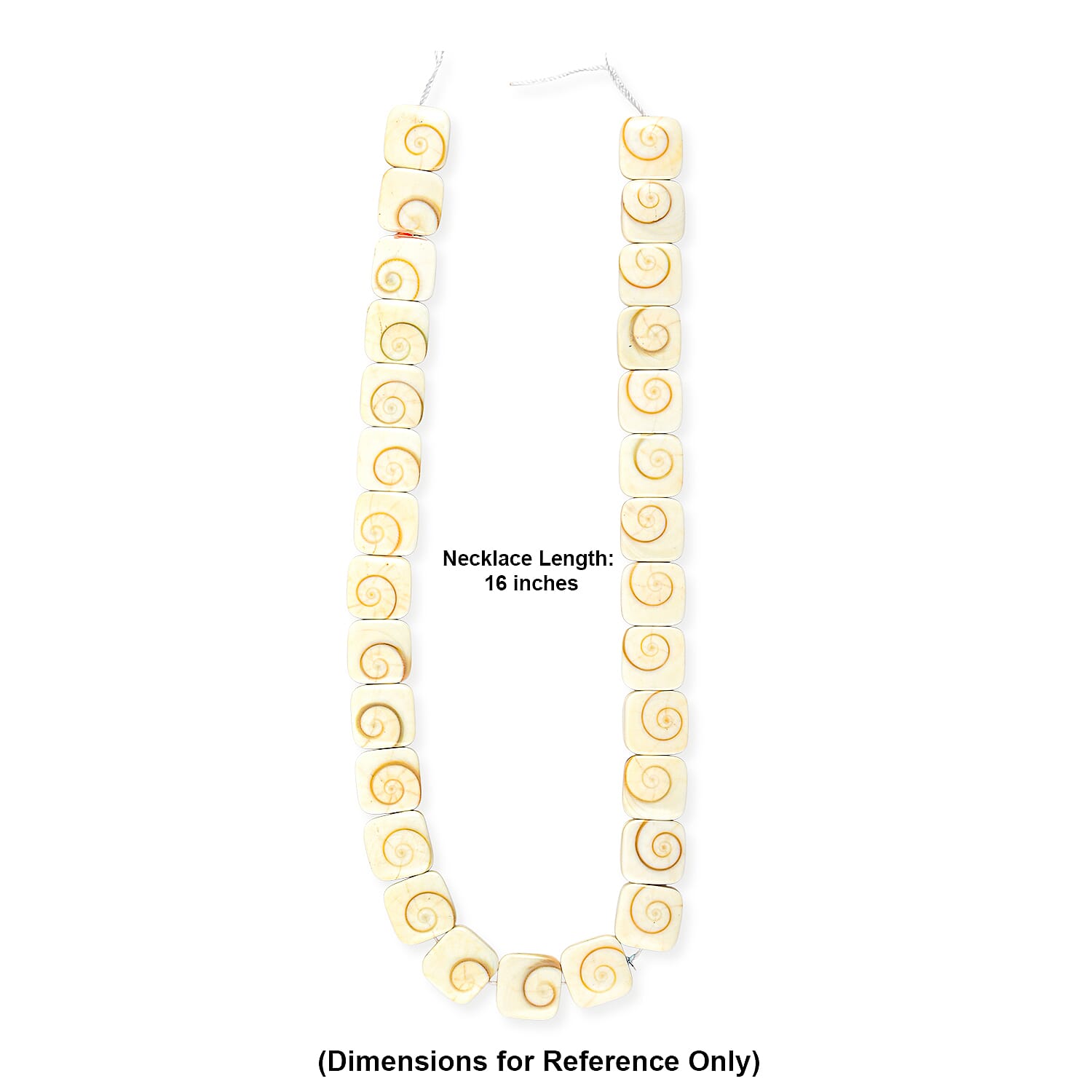 GCS Square Silver Mouth Sheel Beaded Strand (16 Inches)
