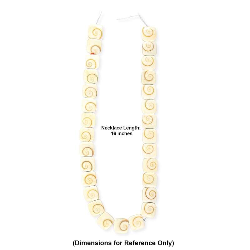 GCS Square Silver Mouth Sheel Beaded Strand (16 Inches)