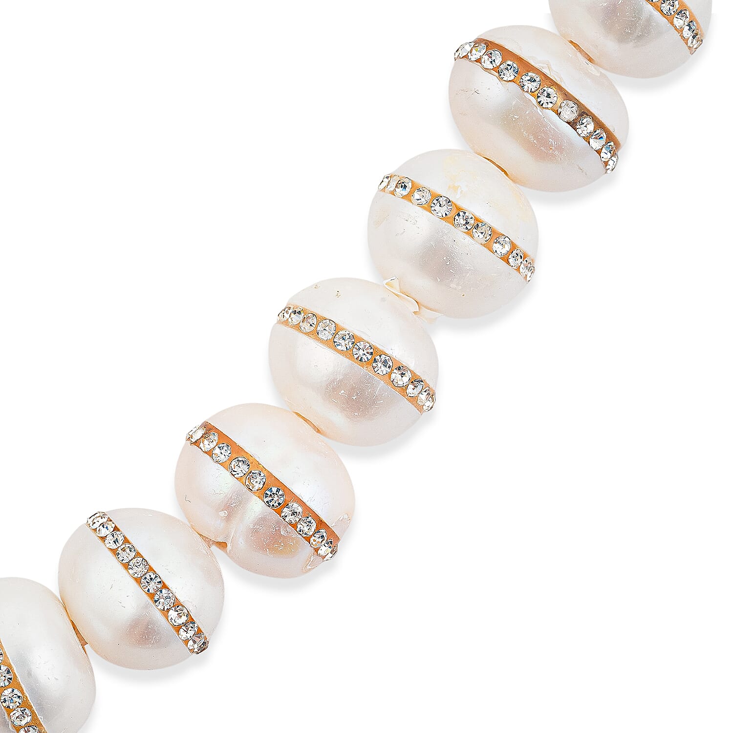 GCS Large Freshwater Pearl and Crystal Beaded Strand (9.0In)