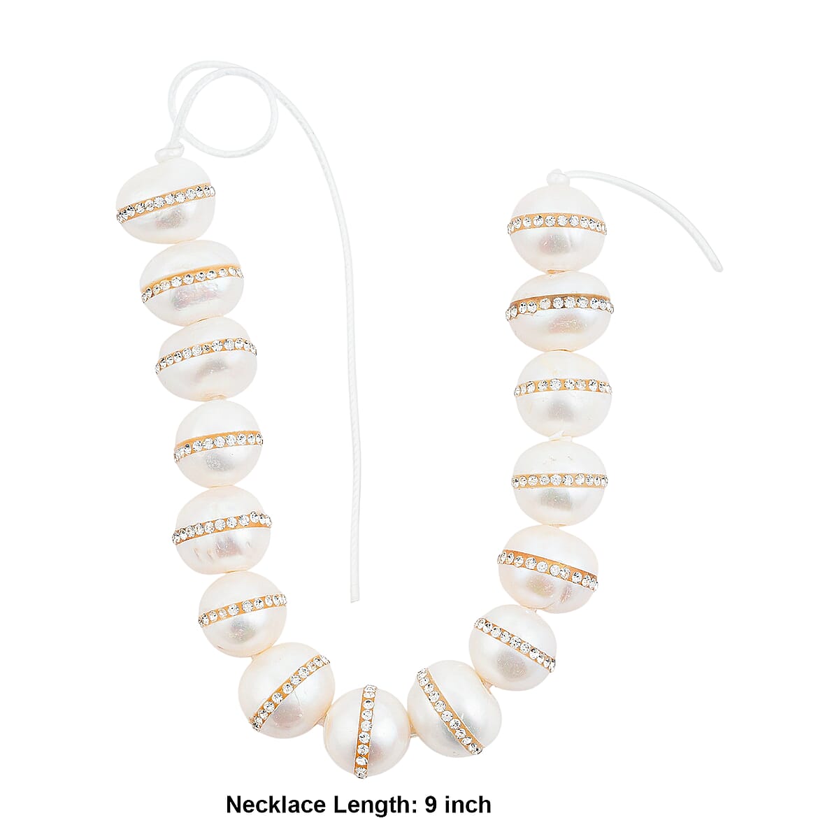 GCS Large Freshwater Pearl and Crystal Beaded Strand (9.0In) image number 3