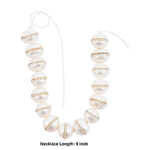 GCS Large Freshwater Pearl and Crystal Beaded Strand (9.0In)