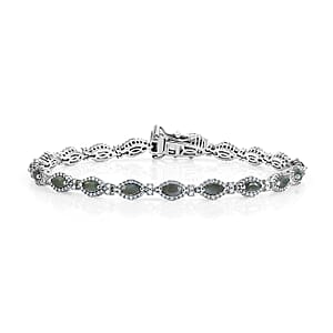 D'Joy Narsipatnam Alexandrite and Moissanite 4.60 ctw Secret Vine Bracelet in Rhodium Over Sterling Silver (7.25 In)