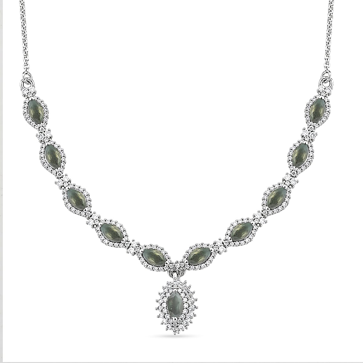 D'Joy Narsipatnam Alexandrite and Moissanite 2.60 ctw Blooming Vine Neckalce in Rhodium Over Sterling Silver 18 Inches