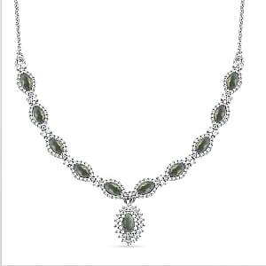 D'Joy Narsipatnam Alexandrite and Moissanite 2.60 ctw Blooming Vine Neckalce in Rhodium Over Sterling Silver 18 Inches