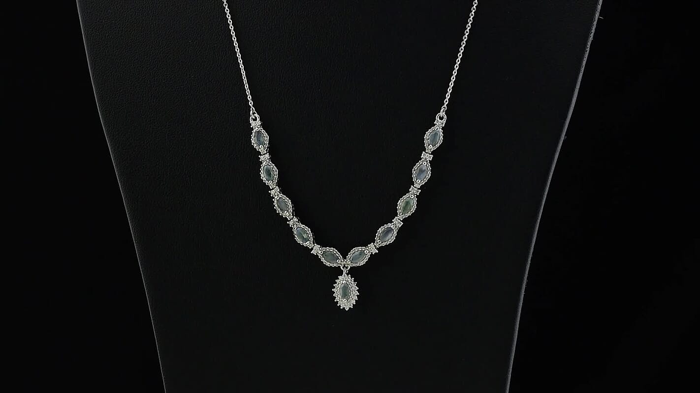 D'Joy Narsipatnam Alexandrite, Moissanite Neckalce (18 Inches) in Rhodium Over Sterling Silver 2.60 ctw