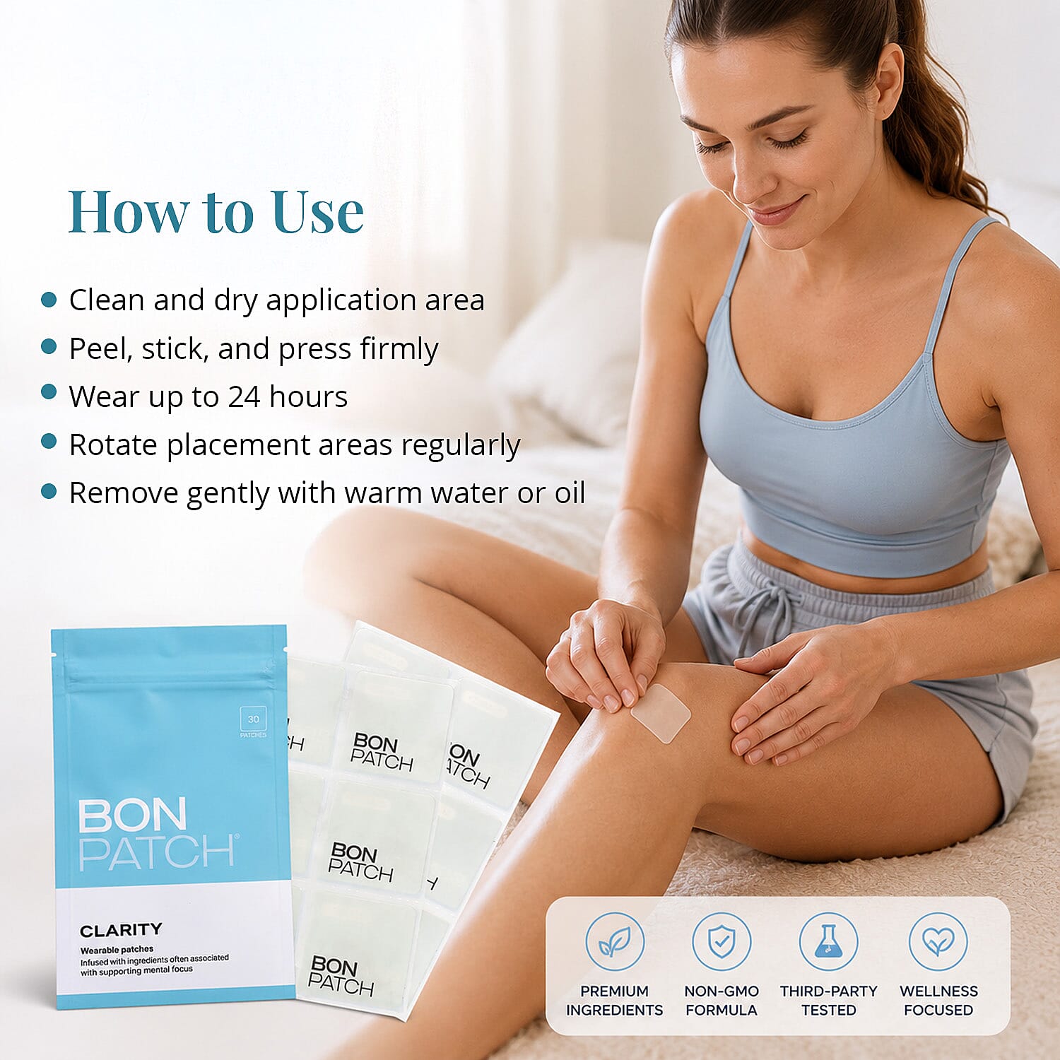 BonPatch Clarity Wellness Patches (30 Patches) Made in the US