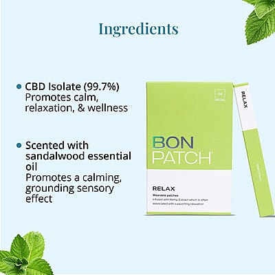 BonPatch Relax Wellness Patches (30 Patches) Made in the US
