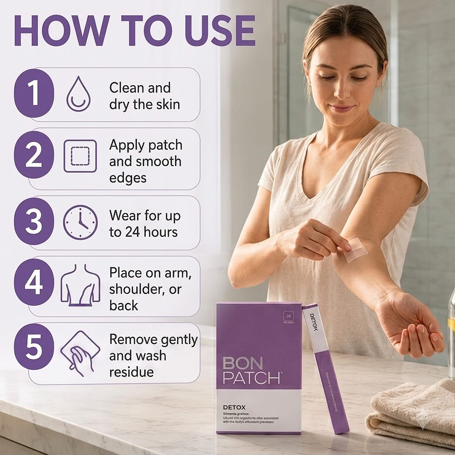 BonPatch Detox Wellness Patches (30 Patches) Made in the US