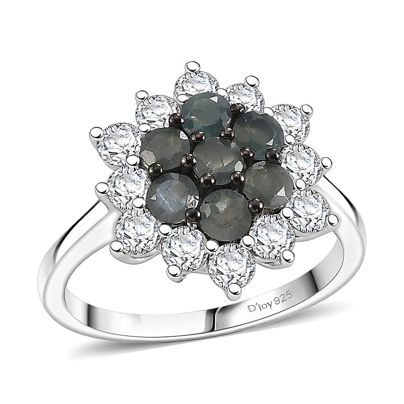 D'Joy Narsipatnam Alexandrite and Moissanite 1.80 ctw Garden Starburst Ring in Rhodium Over Sterling Silver (Size 6.0)
