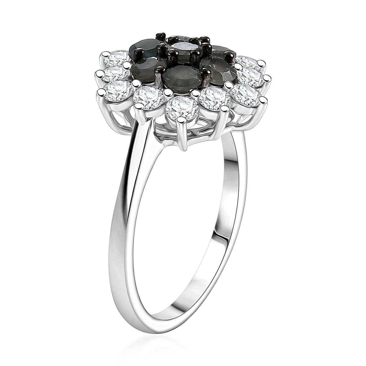 D'Joy Narsipatnam Alexandrite and Moissanite 1.80 ctw Garden Starburst Ring in Rhodium Over Sterling Silver (Size 6.0)