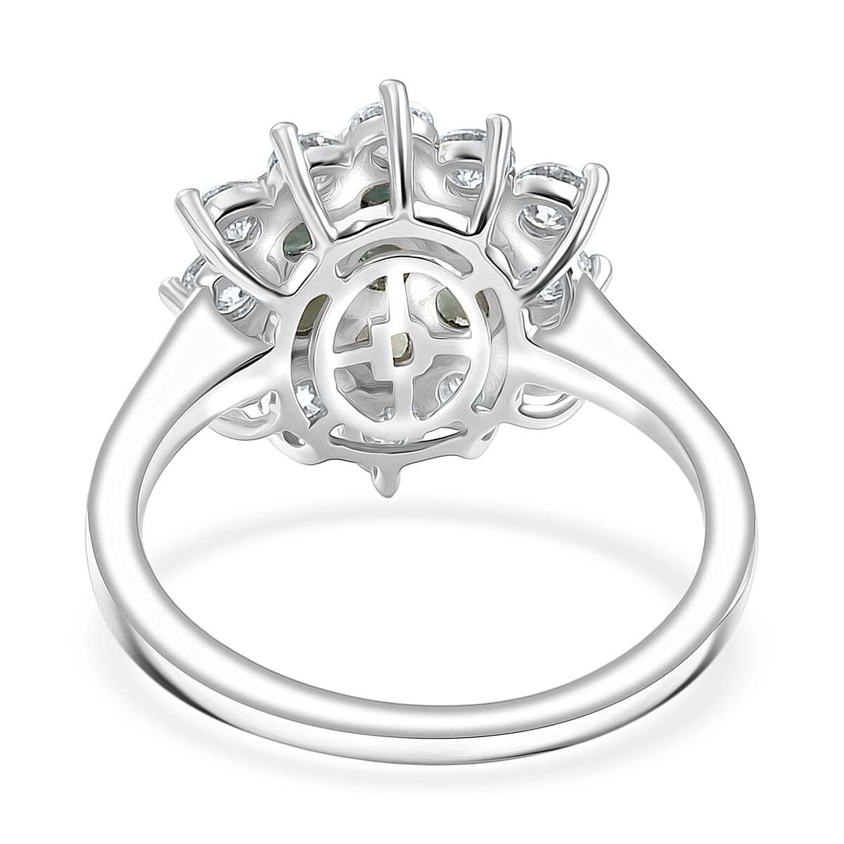 D'Joy Narsipatnam Alexandrite and Moissanite 1.80 ctw Garden Starburst Ring in Rhodium Over Sterling Silver (Size 6.0)