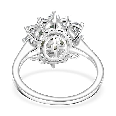 D'Joy Narsipatnam Alexandrite and Moissanite 1.80 ctw Garden Starburst Ring in Rhodium Over Sterling Silver (Size 6.0)