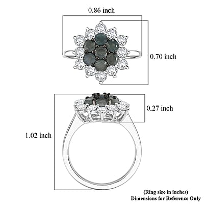D'Joy Narsipatnam Alexandrite and Moissanite 1.80 ctw Garden Starburst Ring in Rhodium Over Sterling Silver (Size 6.0)