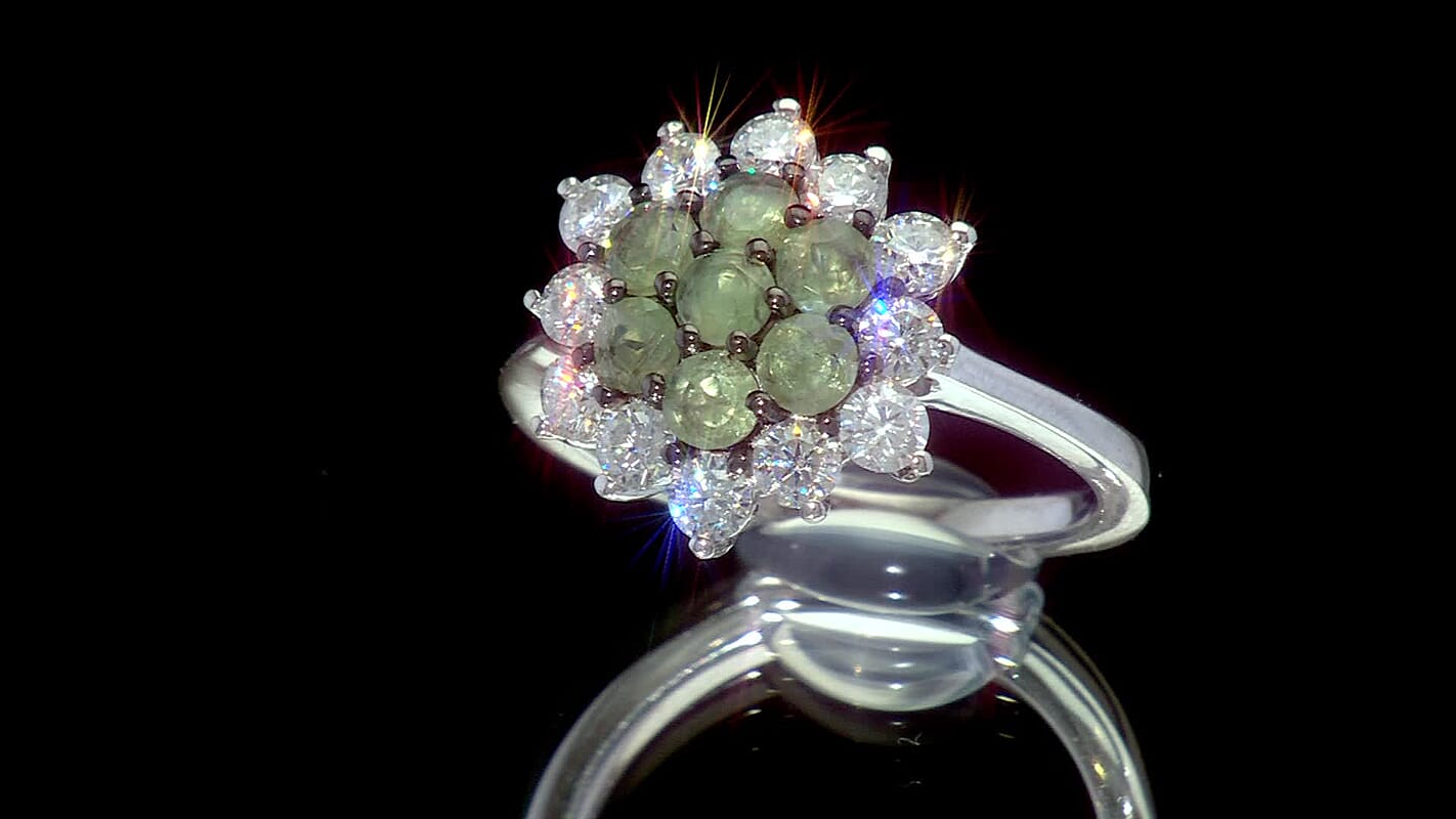 D'Joy Narsipatnam Alexandrite, Moissanite Ring in Rhodium Over Sterling Silver (Size 10.0) 1.60 ctw