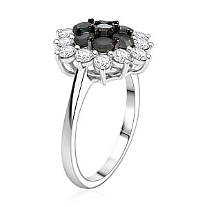 D'Joy Narsipatnam Alexandrite and Moissanite 1.80 ctw Garden Starburst Ring in Rhodium Over Sterling Silver (Size 7.0)