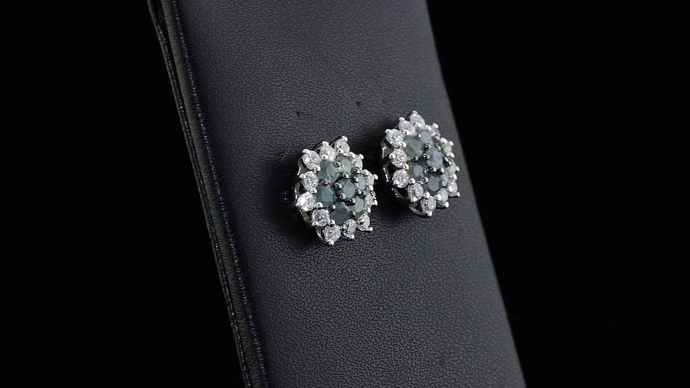 D'Joy Narsipatnam Alexandrite, Moissanite Earrings in Rhodium Over Sterling Silver 1.80 ctw