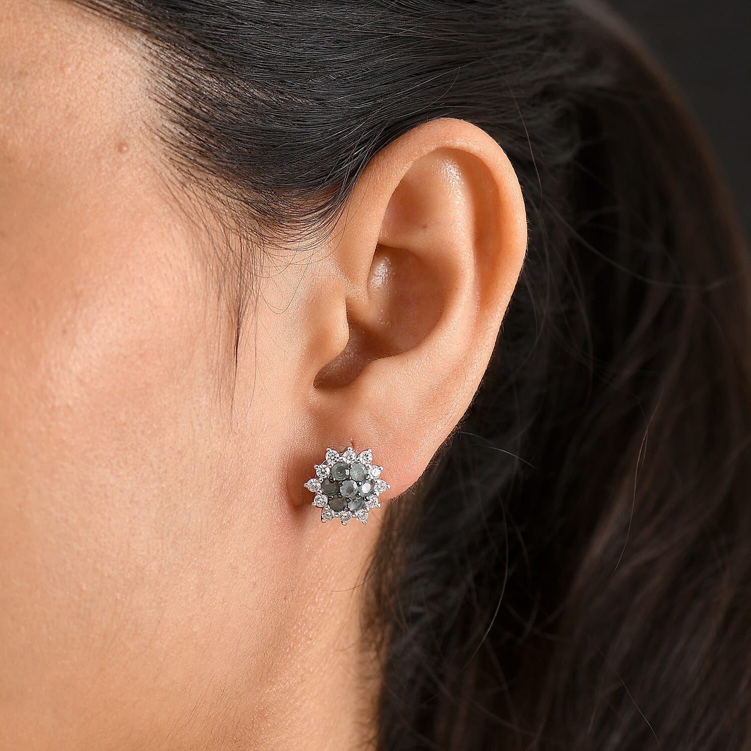 D'Joy Narsipatnam Alexandrite and Moissanite 1.80 ctw Garden Starburst Earrings in Rhodium Over Sterling Silver