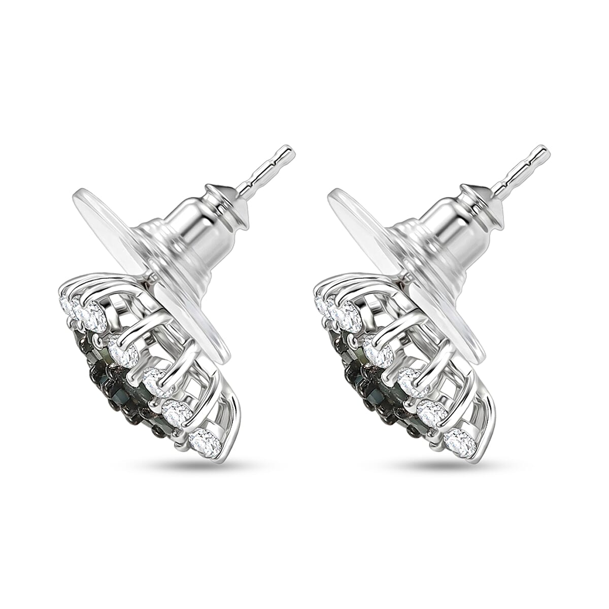 D'Joy Narsipatnam Alexandrite and Moissanite 1.80 ctw Garden Starburst Earrings in Rhodium Over Sterling Silver image number 3
