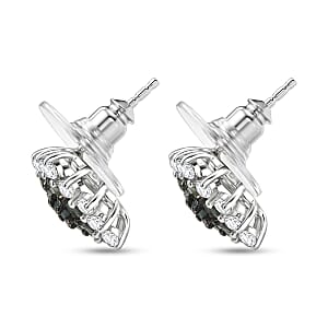 D'Joy Narsipatnam Alexandrite and Moissanite 1.80 ctw Garden Starburst Earrings in Rhodium Over Sterling Silver