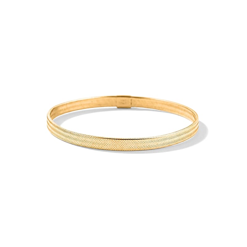 Italian 4.8mm Flex Stretch Bangle Bracelet in 10K Yellow Gold 1.25 Grams (7-9In)