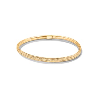 Italian 3.5mm Domed Mesh Reflection Stretch Bangle Bracelet in 10K Yellow Gold 0.82 Grams (7-9In)