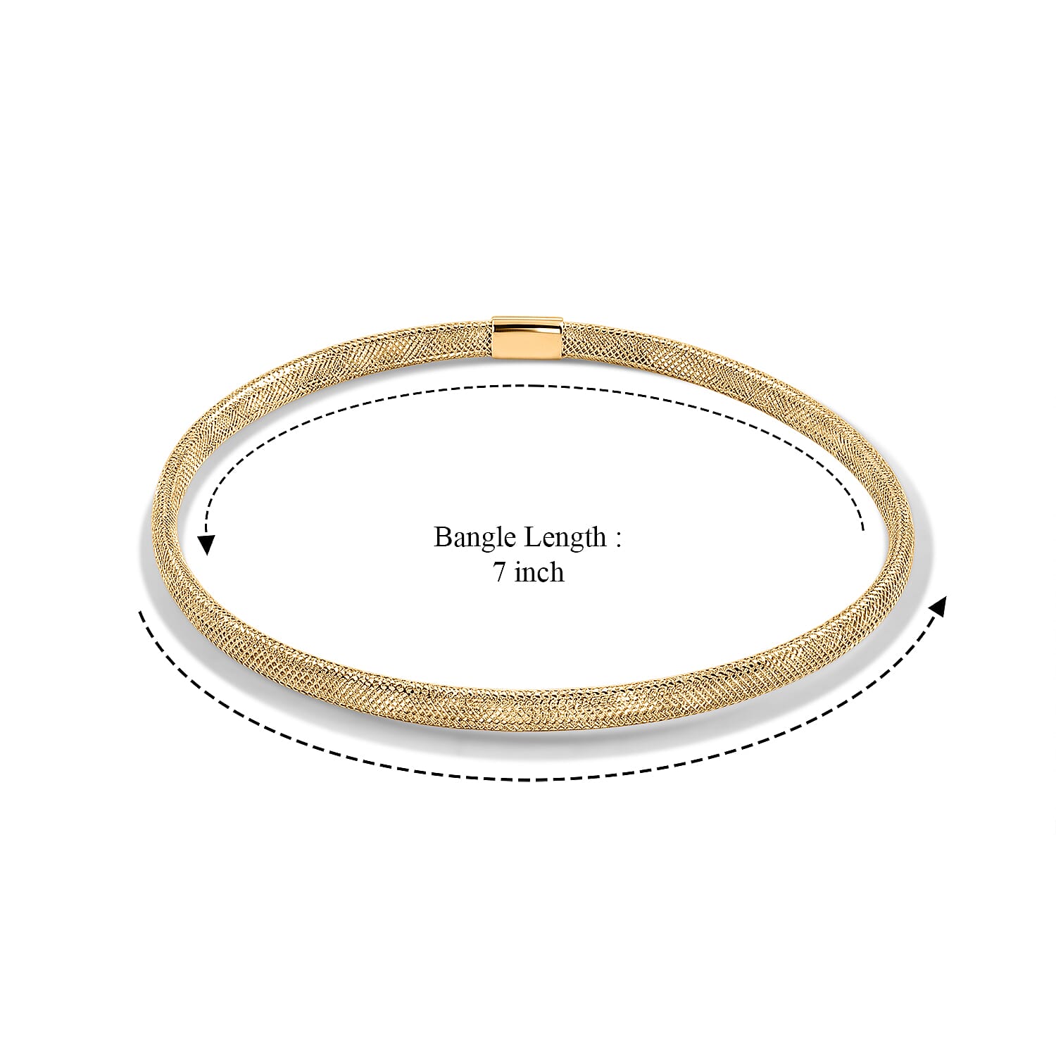 Italian 3.5mm Domed Mesh Reflection Stretch Bangle Bracelet in 10K Yellow Gold 0.82 Grams (7-9In)