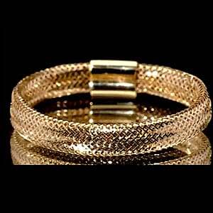 Italian 3.5mm Domed Mesh Reflection Stretch Ring in 10K Yellow Gold (Size 6-12) 0.32 Grams