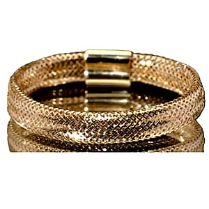 Italian 3.5mm Domed Mesh Reflection Stretch Ring in 10K Yellow Gold (Size 6-12) 0.32 Grams