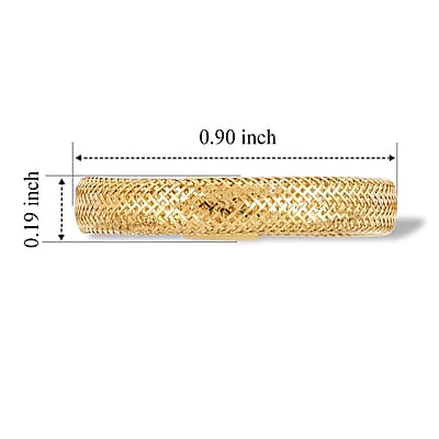 Italian 3.5mm Domed Glow Mesh Stretch Ring in 10K Yellow Gold (Size 6-7) 0.35 Grams