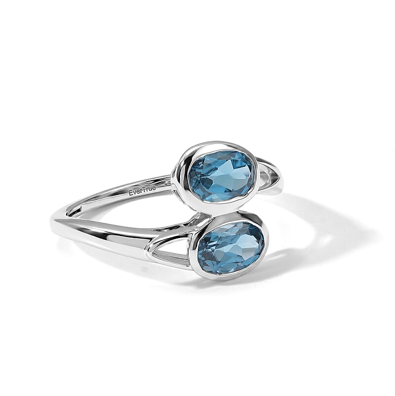 EverTrue London Blue Topaz 2.00 ctw Ring in Platinum Bond (Size 10.0)