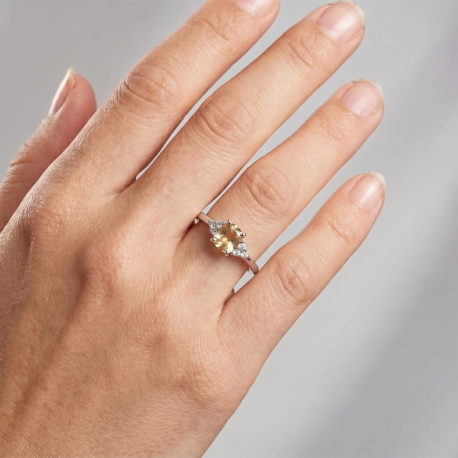 D'Joy Marialite and White Zircon 1.20 ctw Ring in Rhodium Over Sterling Silver (Size 7.0)
