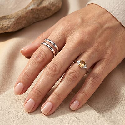 D'Joy Marialite and White Zircon 1.20 ctw Ring in Rhodium Over Sterling Silver (Size 7.0)