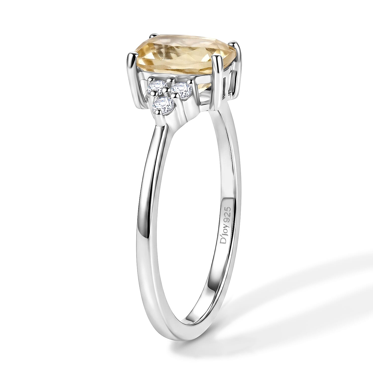 D'Joy Marialite and White Zircon 1.20 ctw Ring in Rhodium Over Sterling Silver (Size 7.0)