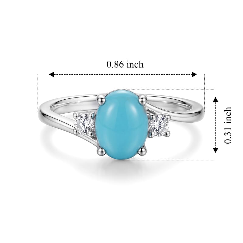 D'Joy Lagoon Turquoise and White Zircon 1.40 ctw Ring in Rhodium Over Sterling Silver (Size 10.0)