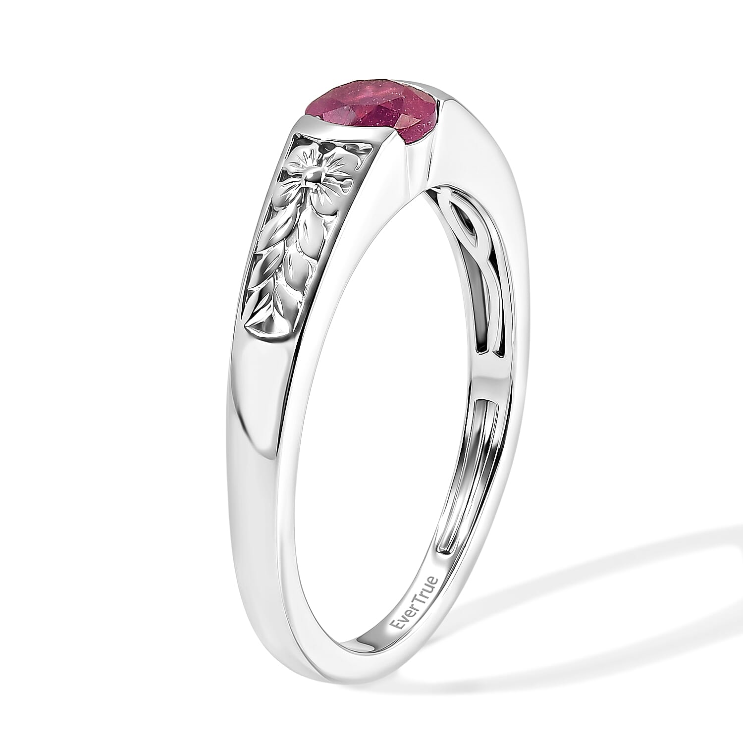 EverTrue Ilakaka Hot Pink Sapphire (FF) 0.75 ctw Solitaire Ring in Platinum Bond (Size 10.0)