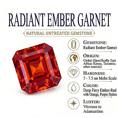 D'Joy AAA Radiant Ember Garnet and Moissanite 7.50 ctw Endless Radiance Flow Bracelet in Rhodium Over Sterling Silver (6.50 In)