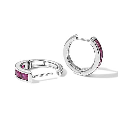 D'Joy Niassa Ruby (FF) 2.00 ctw Earrings in Rhodium Over Sterling Silver