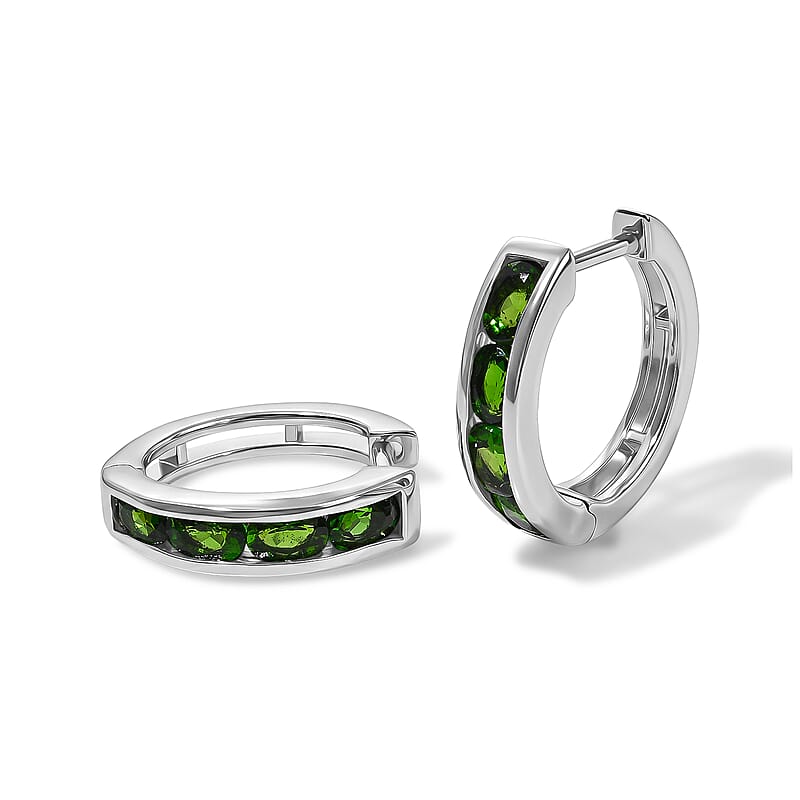 D'Joy Chrome Diopside 1.40 ctw Earrings in Rhodium Over Sterling Silver