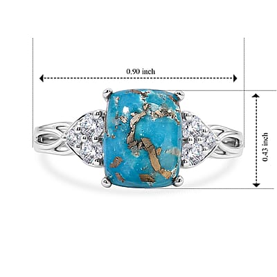 EverTrue Empyrean Blue Turquoise and White Zircon 3.65 ctw Ring in Platinum Bond (Size 9.0)