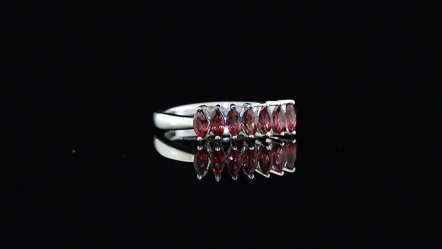 D''Joy Orissa Rose Garnet Ring in Rhodium Over Sterling Silver (Size 10.0) 0.85 ctw