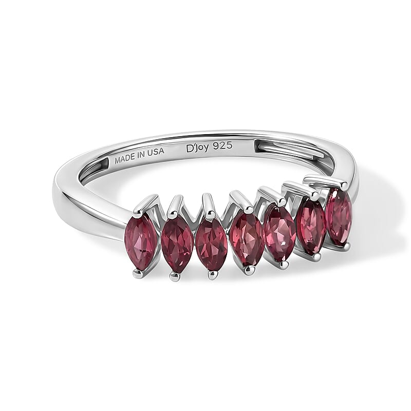 D'Joy Orissa Rose Garnet 0.85 ctw Ring in Rhodium Over Sterling Silver (Size 7.0)
