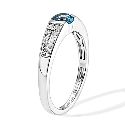EverTrue Swiss Blue Topaz 0.60 ctw Solitaire Ring in Platinum Bond (Size 6.0)