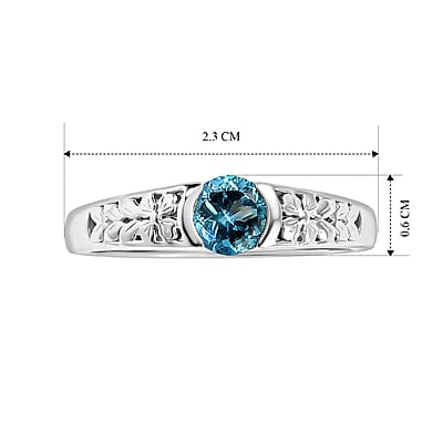 EverTrue Swiss Blue Topaz 0.60 ctw Solitaire Ring in Platinum Bond (Size 6.0)