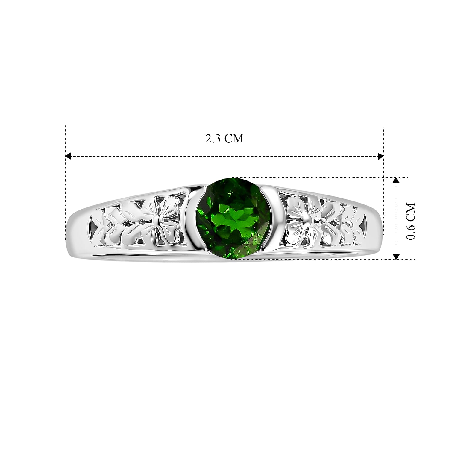 EverTrue Chrome Diopside 0.50 ctw Solitaire Ring in Platinum Bond (Size 9)