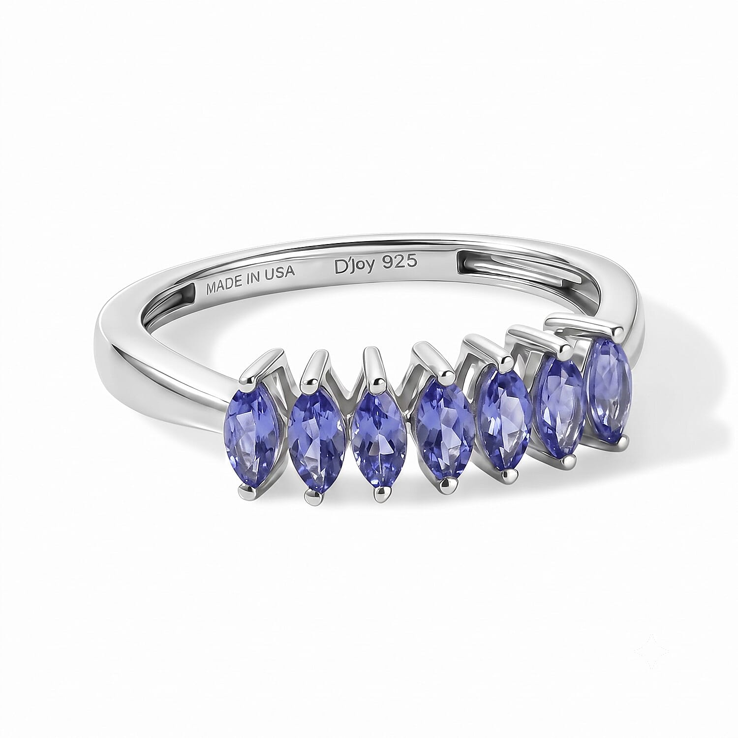 D''Joy Tanzanite Ring in Rhodium Over Sterling Silver (Size 10.0) 0.75 ctw