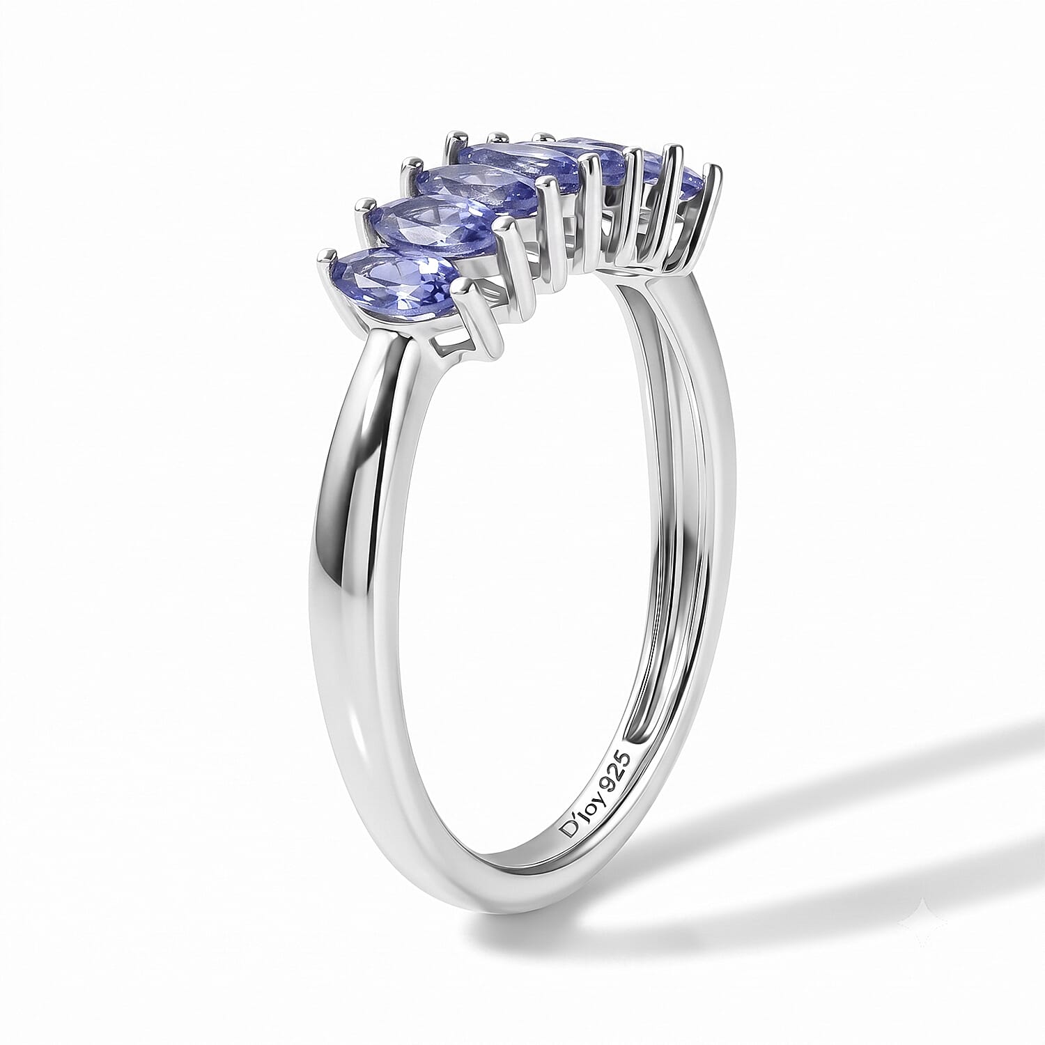 D'Joy Tanzanite 0.75 ctw Ring in Rhodium Over Sterling Silver (Size 8.0)