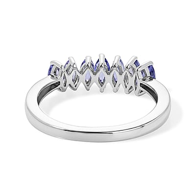 D'Joy Tanzanite 0.75 ctw Ring in Rhodium Over Sterling Silver (Size 8.0)