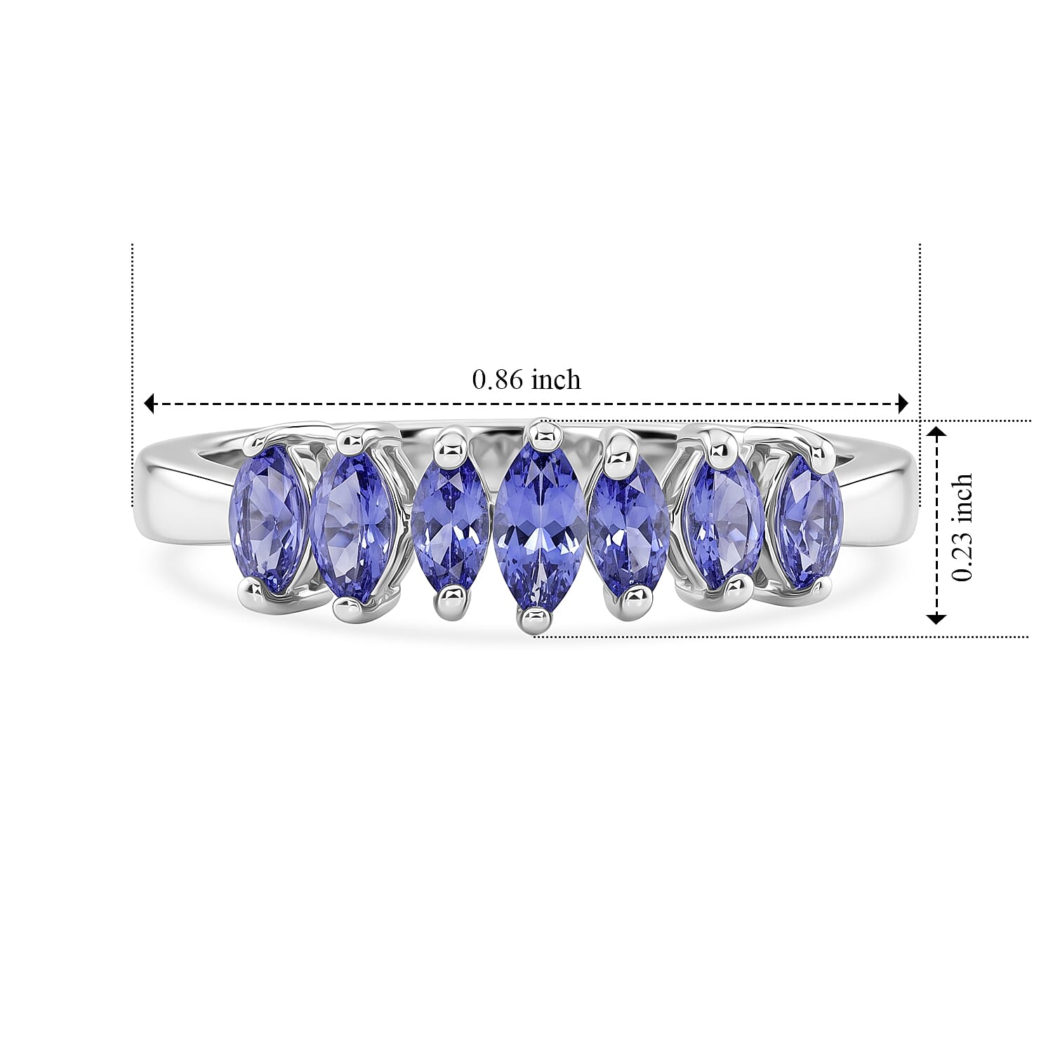 D'Joy Tanzanite 0.75 ctw Ring in Rhodium Over Sterling Silver (Size 8.0)